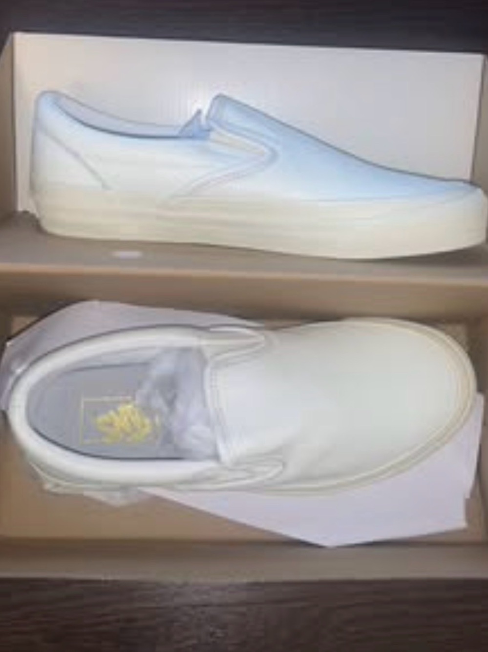 Off white leather Vans Classic Slip Ons